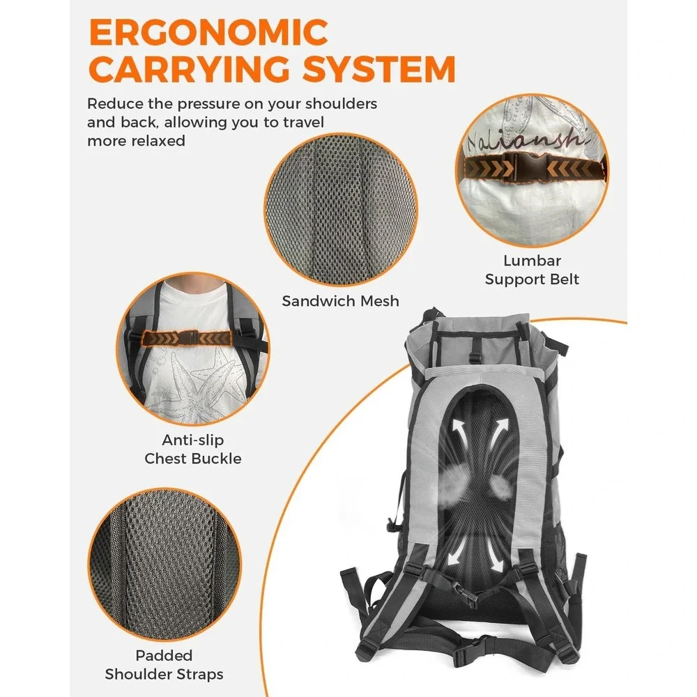 FOXFOCUS Dog Backpack Carrier Small Dogs Under 24 lb Hiking Travel‎ Grey